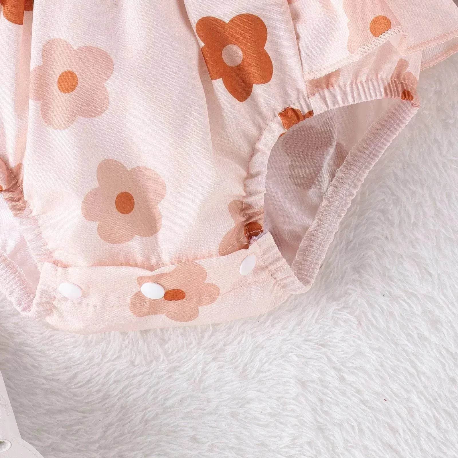 One-piece Romper Pants Bow Headdress Suit Baby girl casual pink romper with head bowtie - Velora