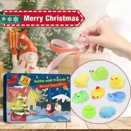 Dowmoo Christmas Pinch Joy Advent Calendar Blind Box, 24 Boxes Christmas Surprise Blind Box Rubber Animal Toys - Velora