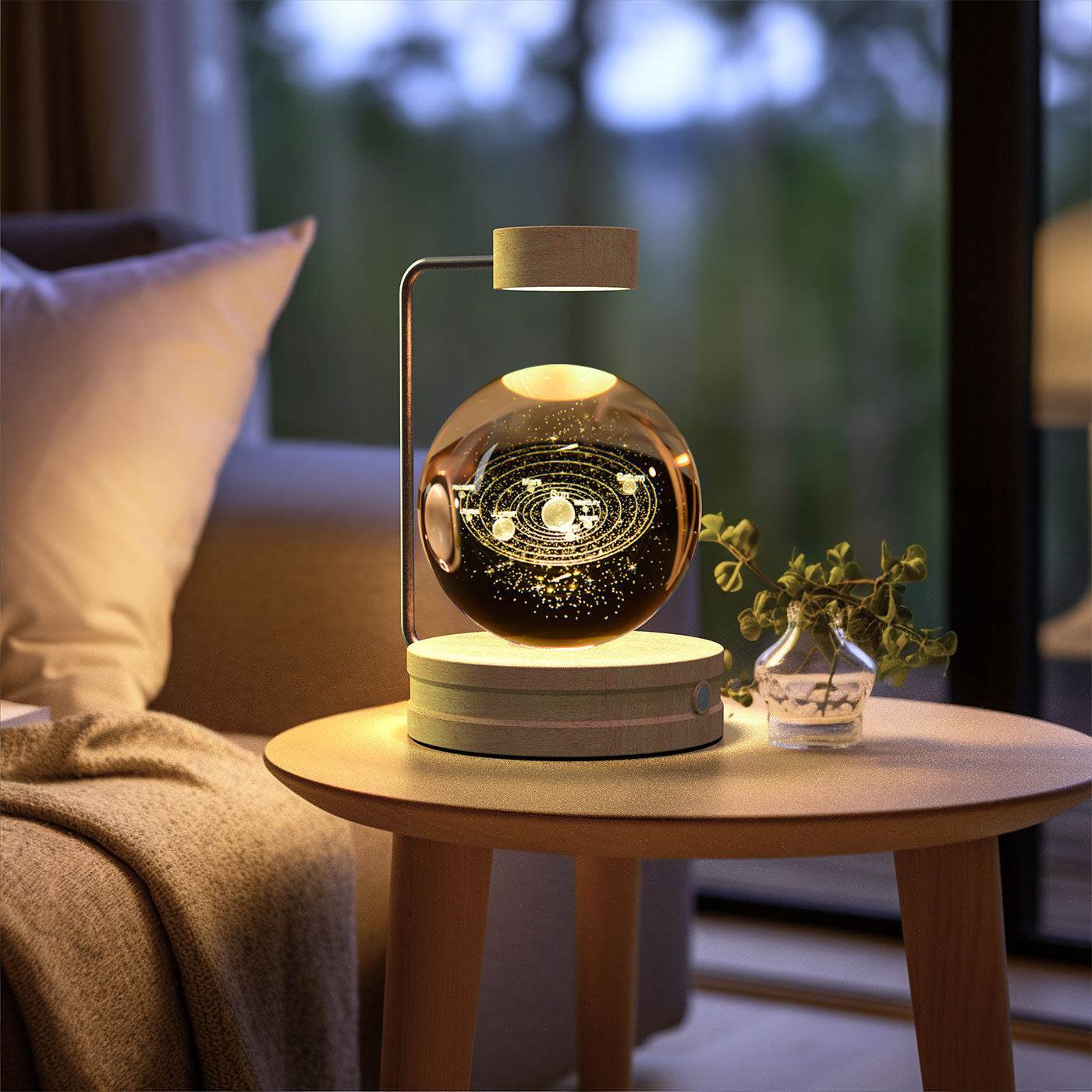 Crystal Ball Cosmic Dinosaur Indoor Night Light USB Power Warm Bedside Light Birthday Gift Night Lamp - Velora