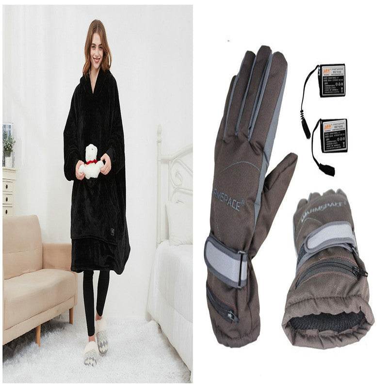USB Heated Wearable Blanket Oversized Lazy Hoodie With Large Heating Area Back Cozy Warm Sherpa Hoodie Blanket No Battery Pack - Velora