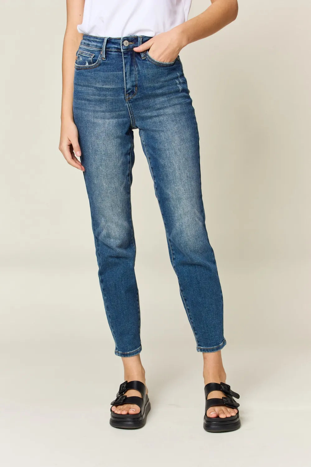 Judy Blue Full Size Tummy Control High Waist Slim Jeans - Velora