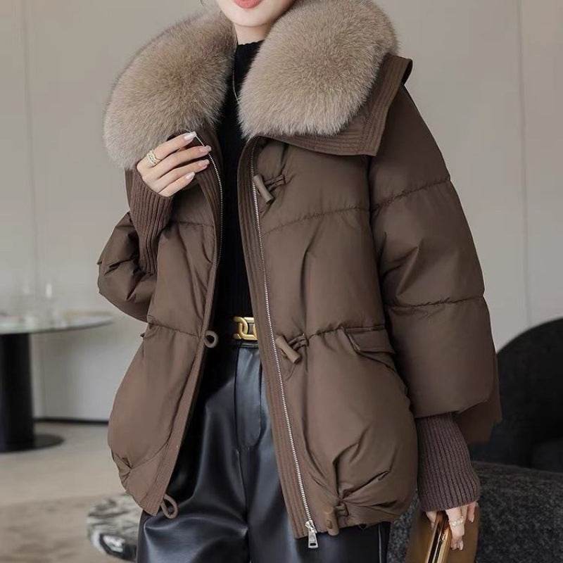 Down Cotton-padded Jacket Women's Short Fur Collar Thickened Coat Winter Clothing - Velora