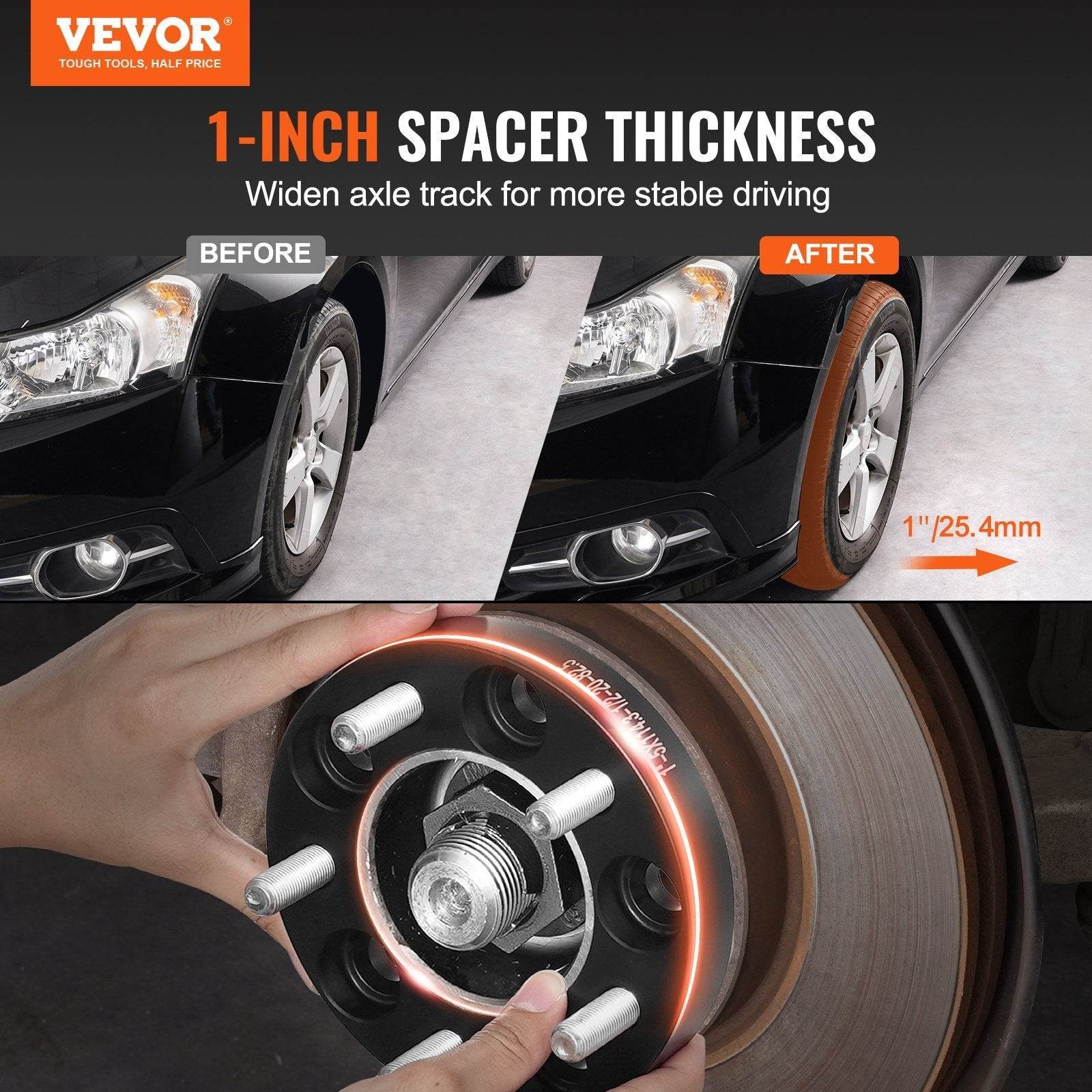 Wheel Spacers Wheel Adapters 5 Lug Forged Spacer 4 PCS Black - Velora