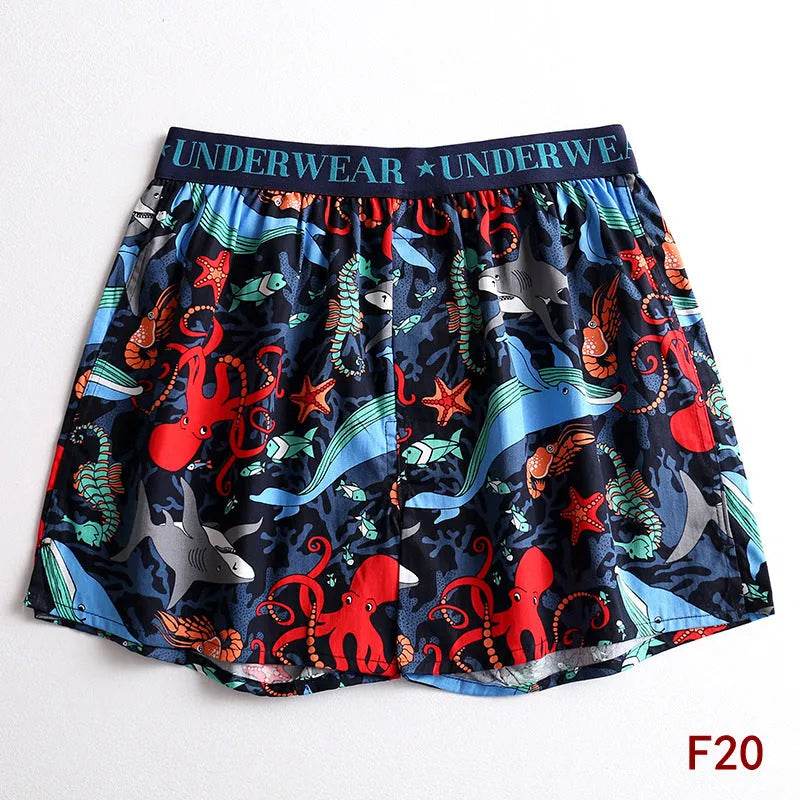 Cartoon Printed Cotton Men's Underwear Loose Boxer Short Breathable