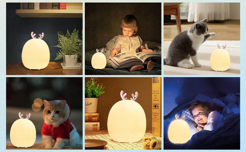Baby Feeding, Adjustable, Creative, Rabbit, Elk Touch Light, Clap Light, Small Electric Light, Soft Baby Lamp toy - Velora