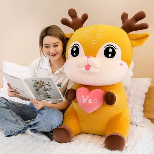 Cute Sika Deer Plush Toy Rag Doll Sleeping Pillow - Velora