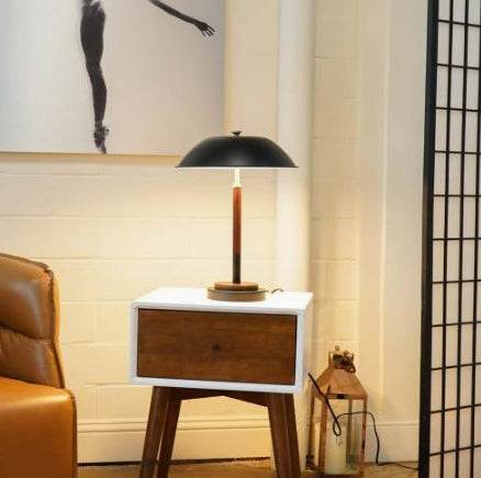 High Quality Hotel European Modern Bed Side Nightstand Decorative Led Table Desk Lamp, Cosmiclume Black Umbrella Shaped Table Lamp - Walnut - Bronze 110V - Velora