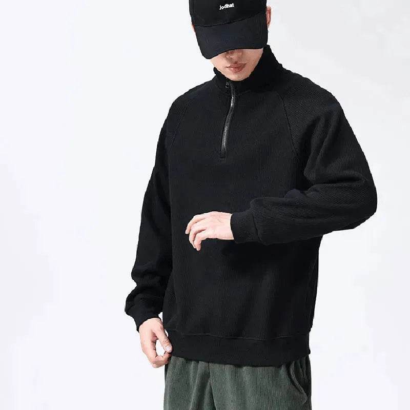 Autumn Winter half zip Stand-collar Fleece Sweatshirt Pullover tops for men - Velora