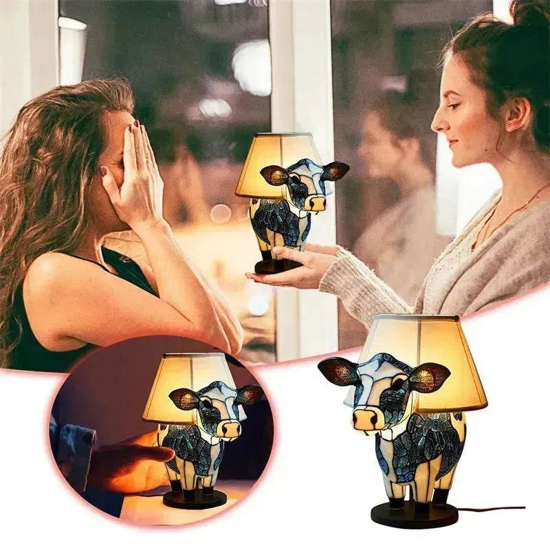 Beautiful Cow Table Lamp Bedside Table Lamp With USB Bedside Lamp For Living Room Bedroom Dormitory Bra Ornament - Velora