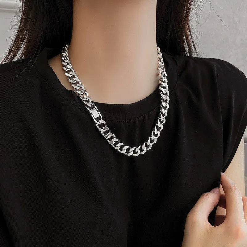 Thick Cuban Link Chain Titanium Steel Necklace Clavicle Chain - Velora