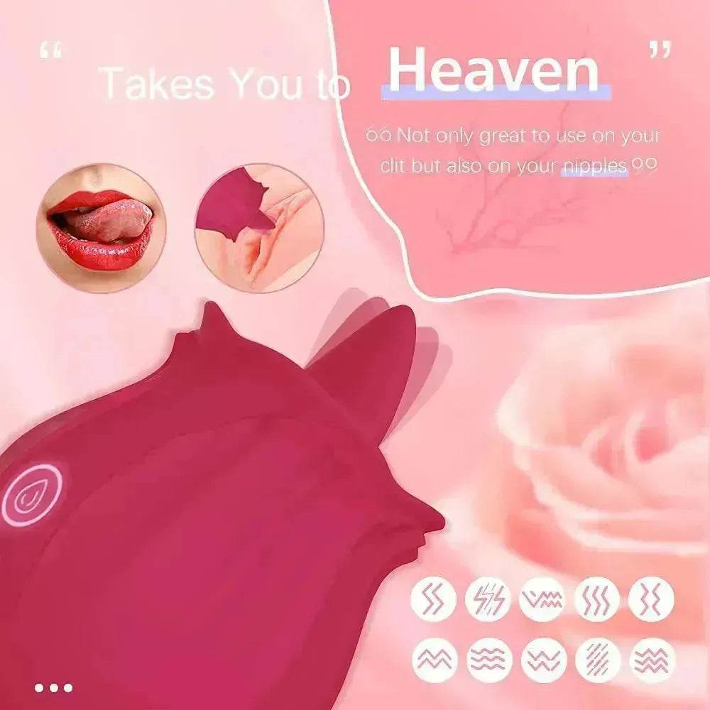 Rechargeable Rose Toy With Tongue Licking Best Clitoral Stimulator for Women - Velora