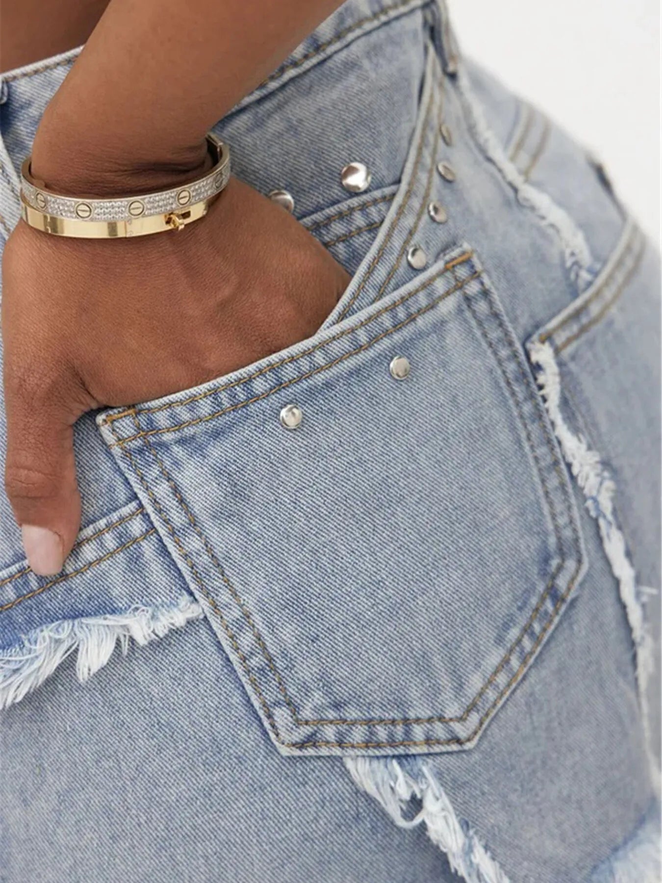 Raw Hem Denim Mini Skirt - Velora