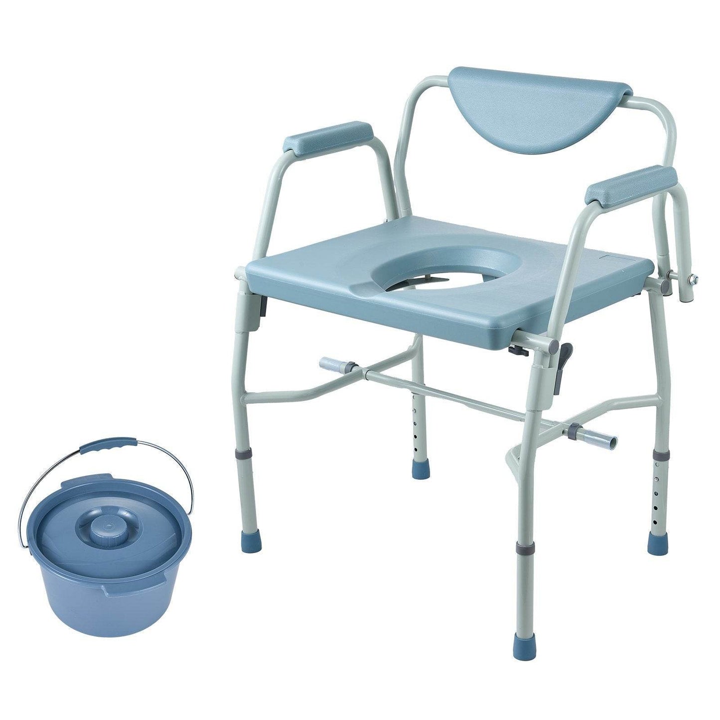 Commode Chair, Bedside Commode With Drop-Down Arms And Detachable Backrest, 5-Level Adjustable Height, 7L Removable Bucket, Easy To Assemble, 1000LBS Capacity, Portable Toilet For Adults Seniors - Velora