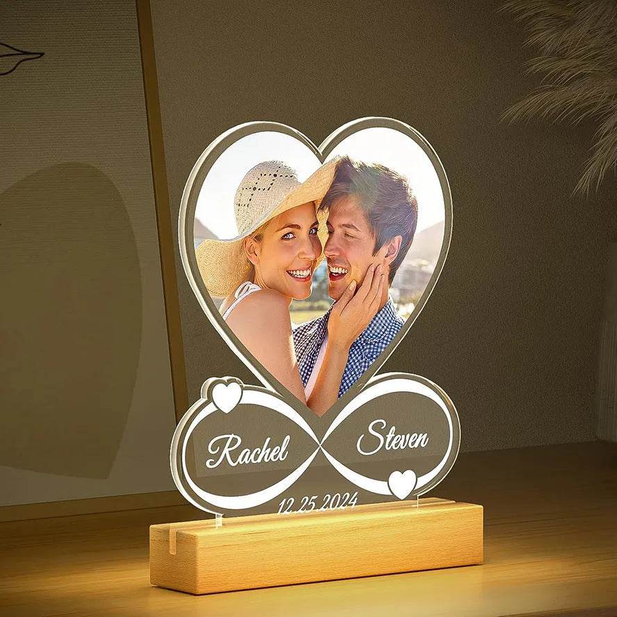 Customized Personalized Valentine Acrylic Lovers Night LED light picture frame - Velora