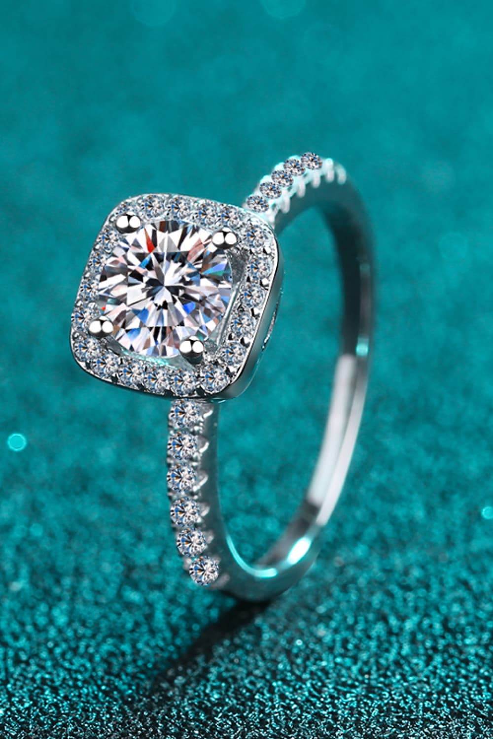2 Carat Moissanite Square Halo Ring - Velora Luxury Fashion