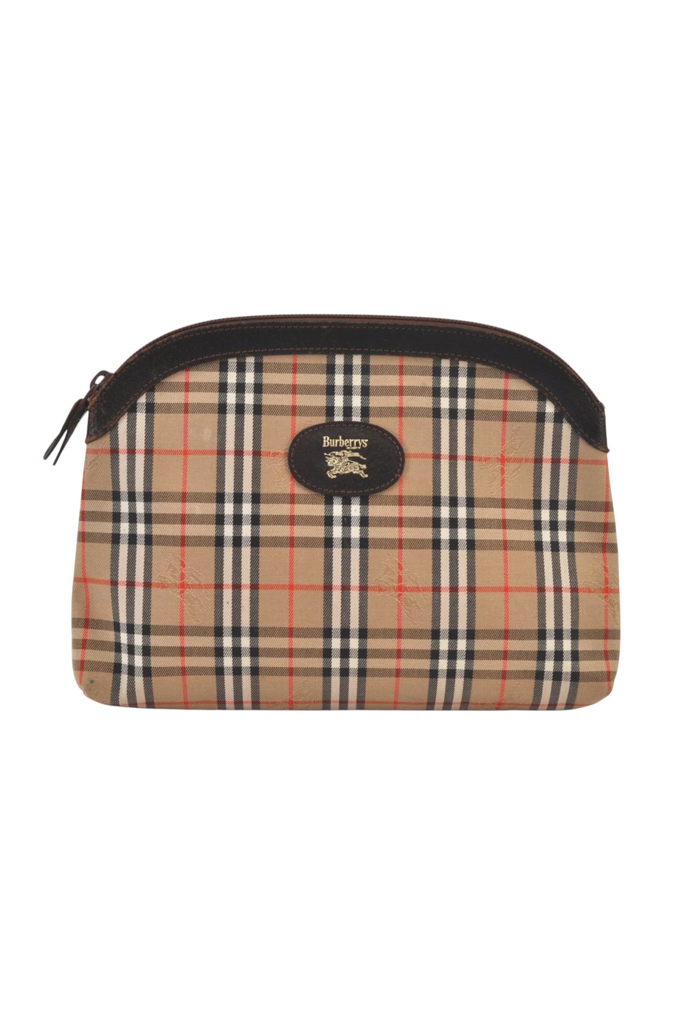 Authentic Burberrys Nova Check Clutch Hand Bag Patter Canvas Leather Beige 5510L - Velora