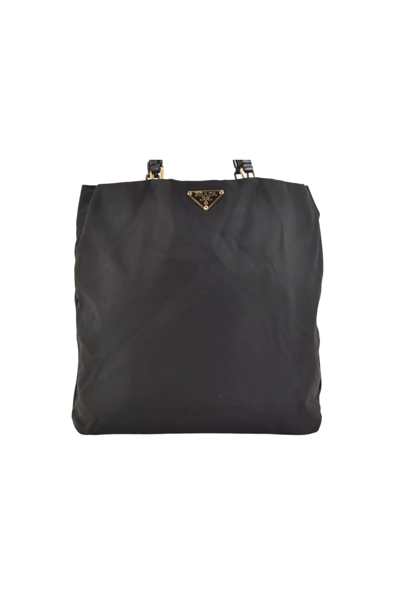 PRADA Vintage Nylon Tessuto Leather Shoulder Bag Purse Black 9107K - Velora