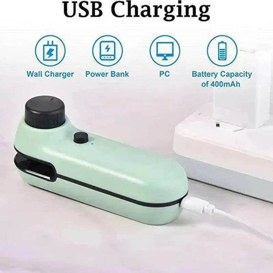 2-in-1 Mini Bag Sealer & Cutter: Rechargeable Heat Seal - Velora