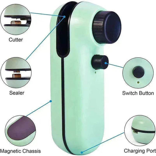 2-in-1 Mini Bag Sealer & Cutter: Rechargeable Heat Seal - Velora