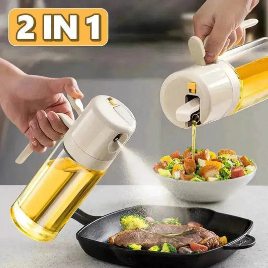 2 In 1 Oil Sprayer Bottle BBQ Cooking Oil Dispenser Olive Oil Pourers Sprayer Kitchen Baking Oil Mister Vinegar Bottle - Velora