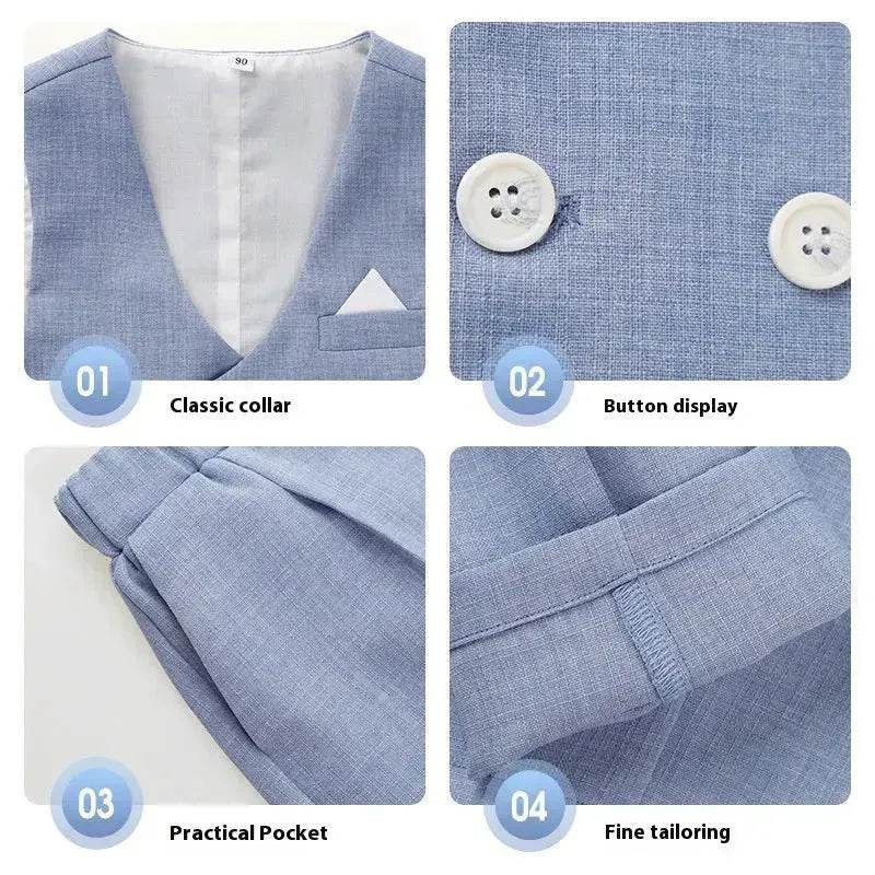 Children's Suit Vest Suit Gentleman Best Man suit 3 piece set outfit - Velora