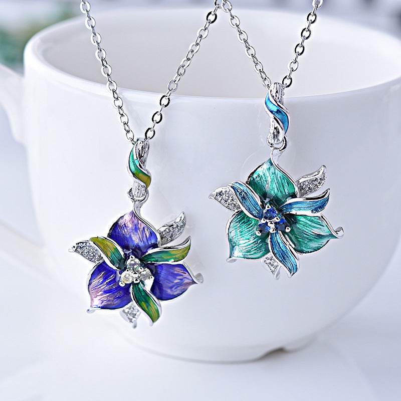 Purple Epoxy Earrings Pendant Set - Velora