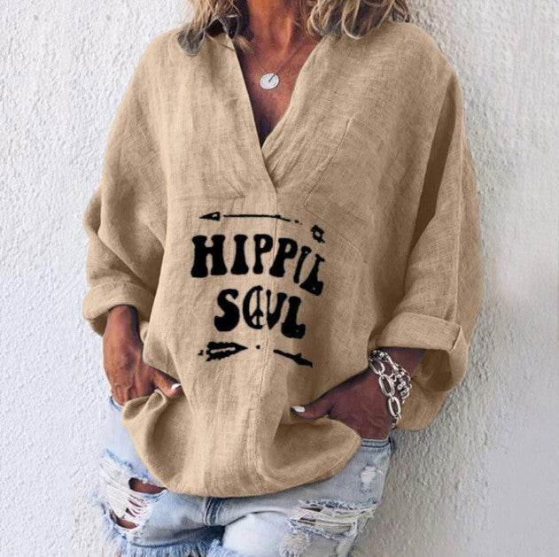 Casual Summer Cotton blend pocket women blouse top - Velora