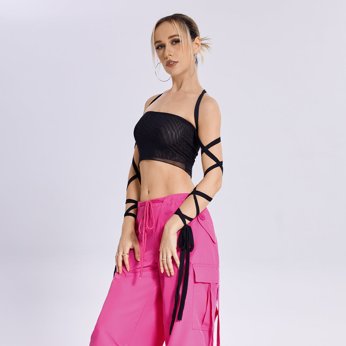 2023 New Style Womens Elastic Cross Arm Solid Color Straps Tank Top - Velora Luxury Fashion