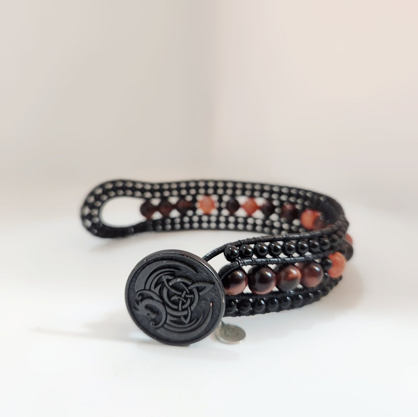 Tiger's Eye & Fire Leather Bracelet - Velora