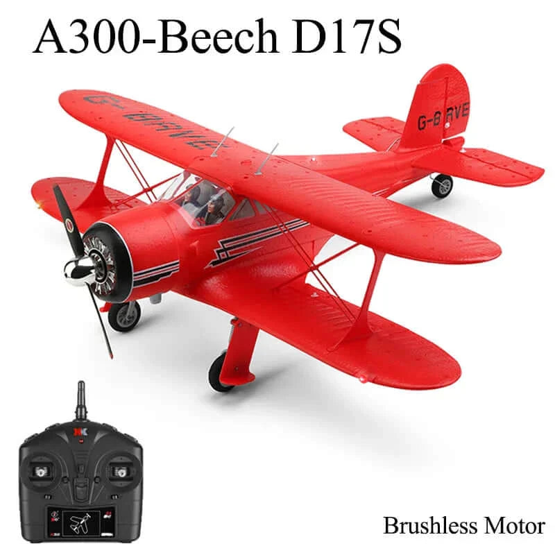 2024 WLtoys A300-Beech D17S EPP 4CH RC Biplane: LED, 3D/6G Gyro, Brushless - Velora Luxury Fashion