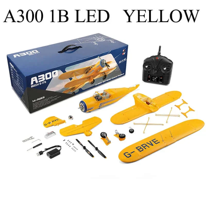 2024 WLtoys A300-Beech D17S EPP 4CH RC Biplane: LED, 3D/6G Gyro, Brushless - Velora Luxury Fashion