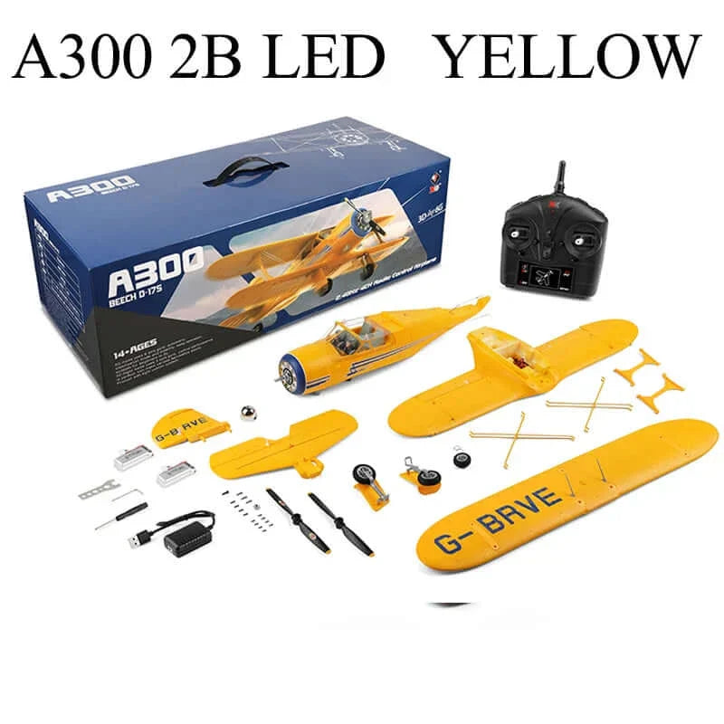 2024 WLtoys A300-Beech D17S EPP 4CH RC Biplane: LED, 3D/6G Gyro, Brushless - Velora Luxury Fashion