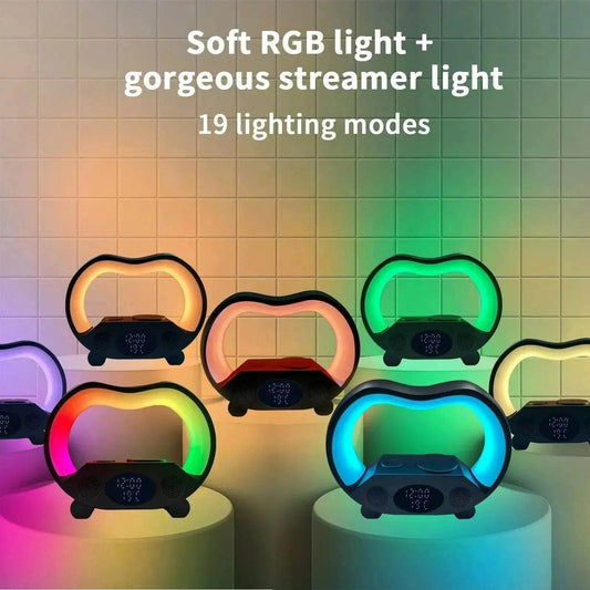 2025 New 6 In 1 Smart Remote Control Bluetooth Ambience Intelligent LED Table Lamp Multi-function Wireless Charger Night Light Bluetooth Speaker - Velora