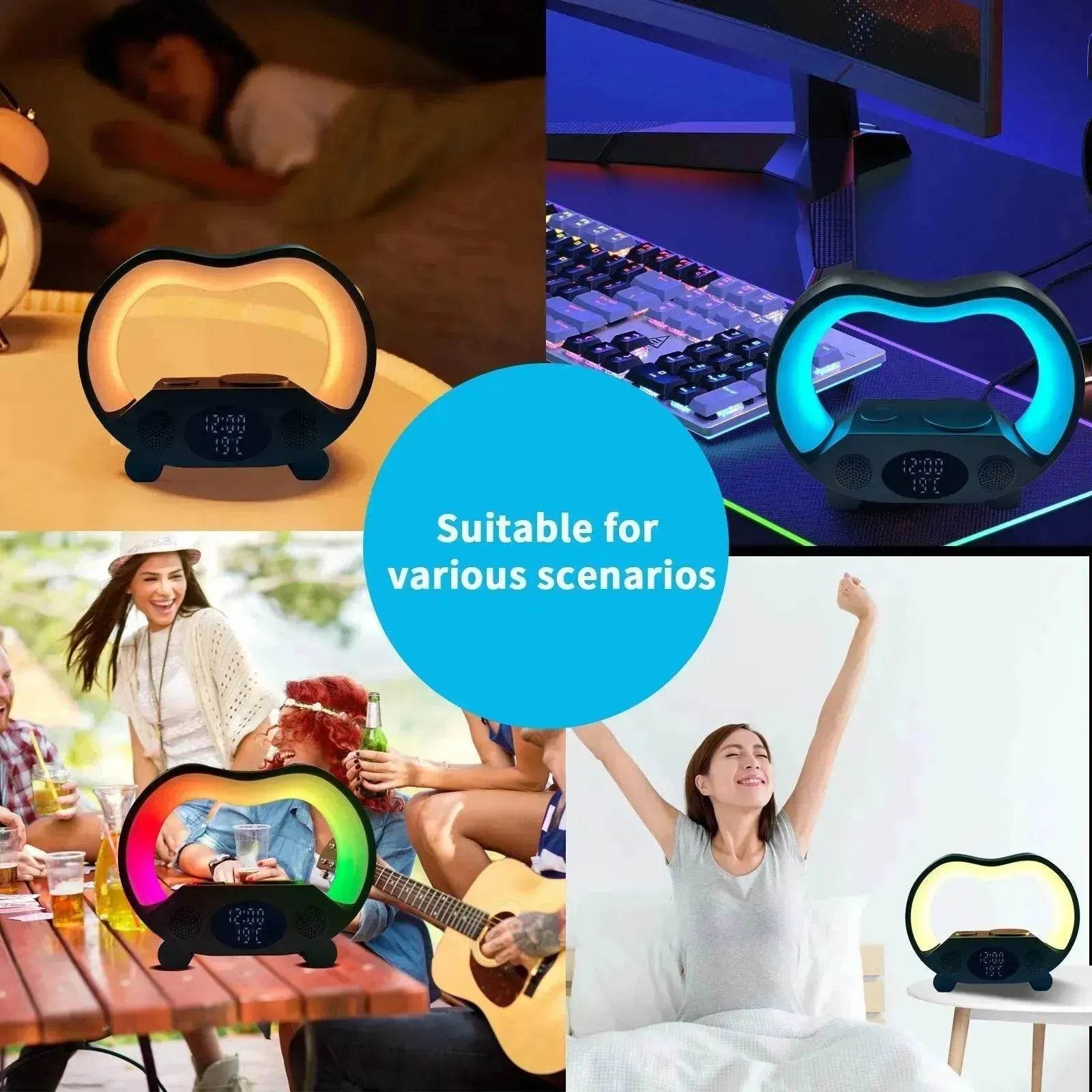 2025 New 6 In 1 Smart Remote Control Bluetooth Ambience Intelligent LED Table Lamp Multi-function Wireless Charger Night Light Bluetooth Speaker - Velora