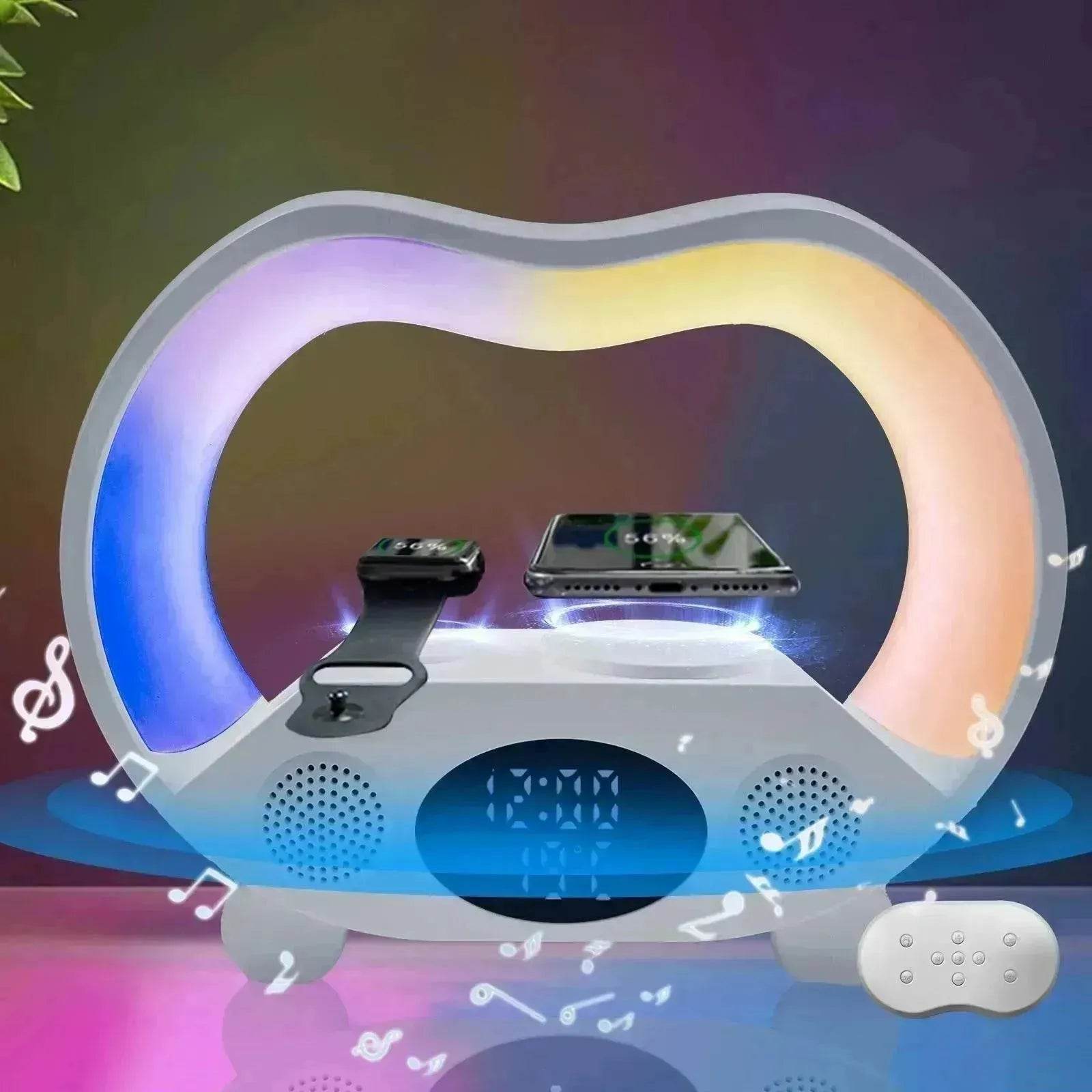 2025 New 6 In 1 Smart Remote Control Bluetooth Ambience Intelligent LED Table Lamp Multi-function Wireless Charger Night Light Bluetooth Speaker - Velora