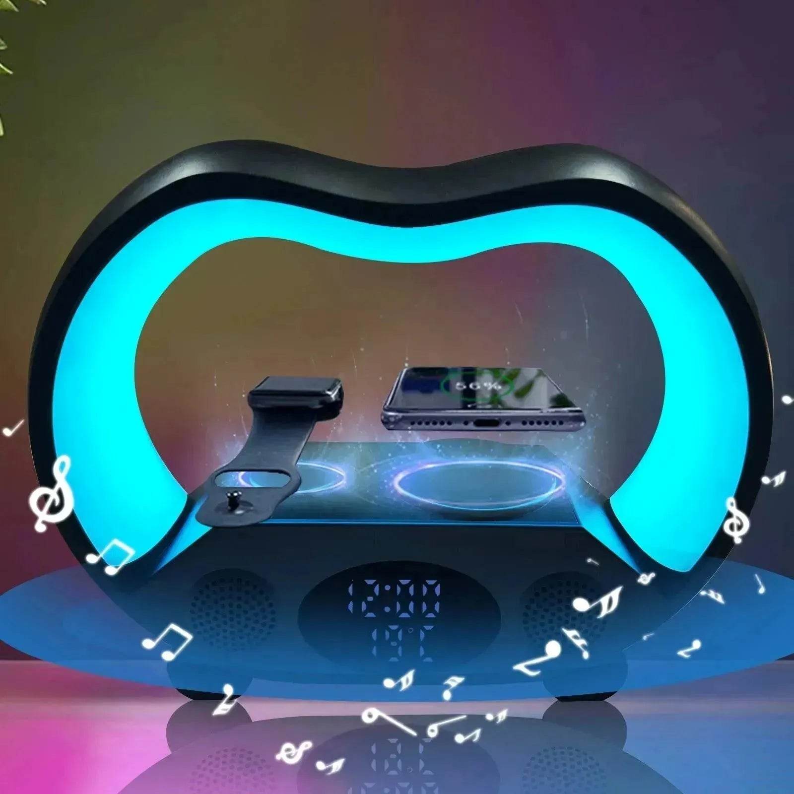 2025 New 6 In 1 Smart Remote Control Bluetooth Ambience Intelligent LED Table Lamp Multi-function Wireless Charger Night Light Bluetooth Speaker - Velora