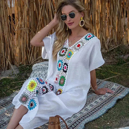 2025 Summer Beach Hand Crochet Stitching Dress - Velora