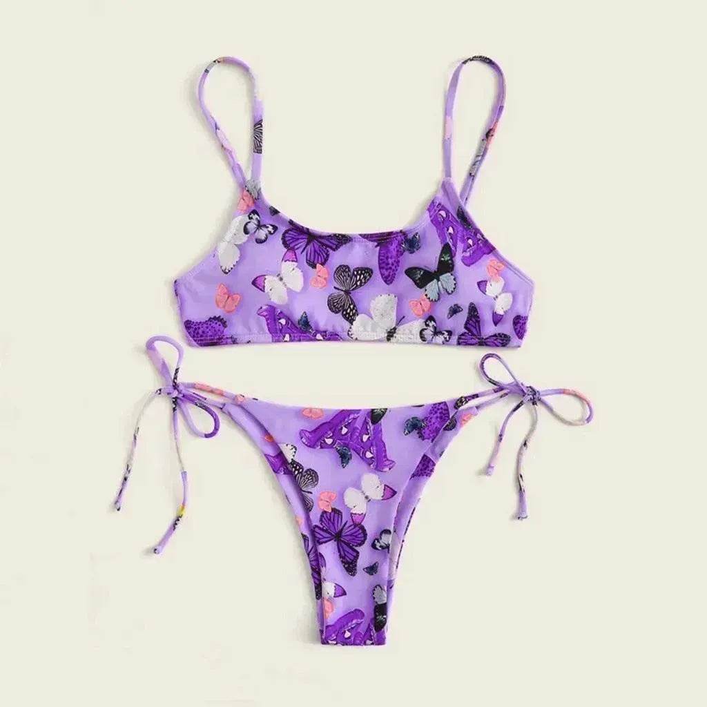 2025 Summer Vibe Flowers Print Charming Bikini for Beach Swimming Fashion Push Up Swimsuit Womens Clothing - Velora