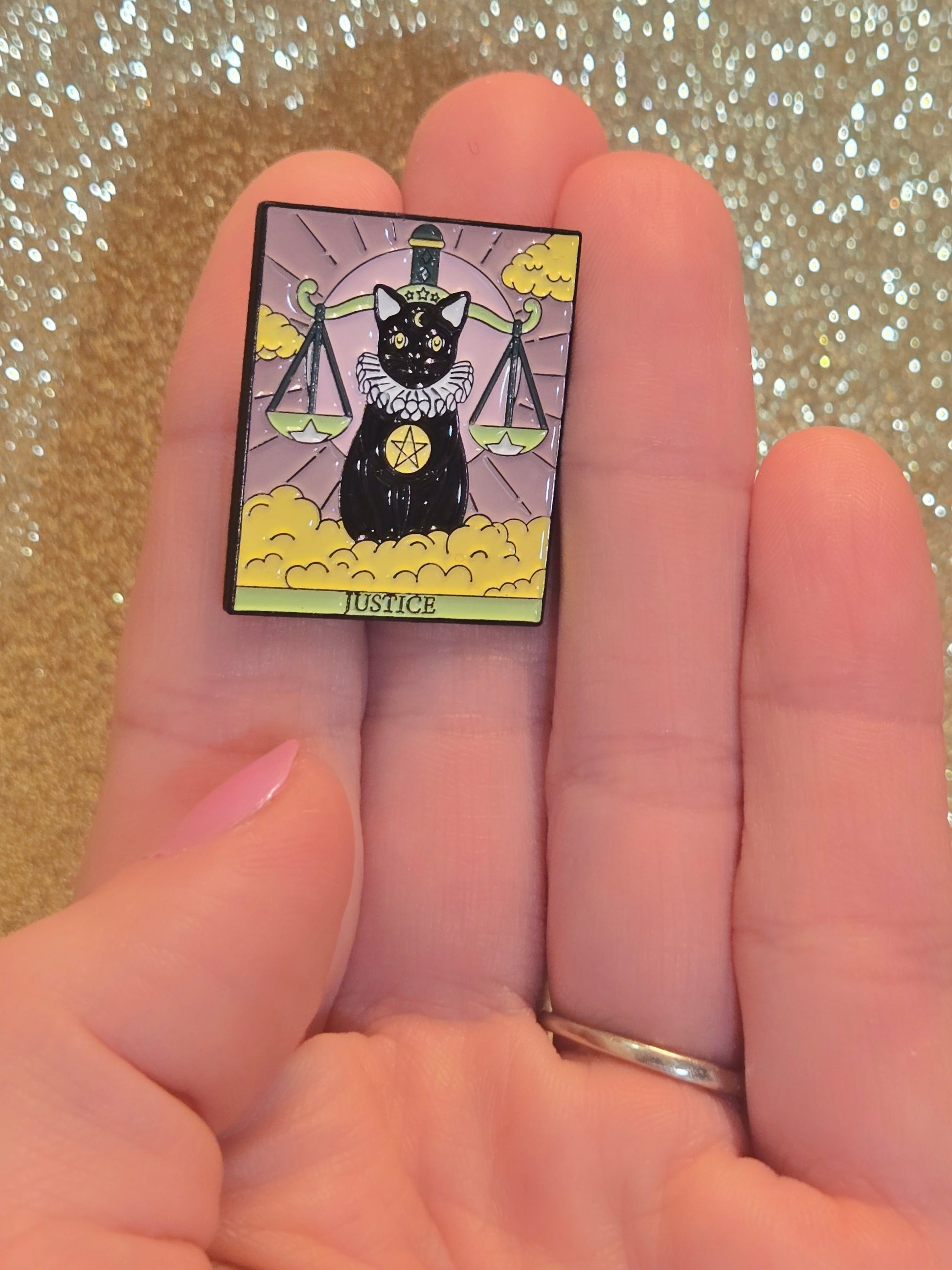 "Justice" Cat Tarot Card | Collectible Pin - Velora