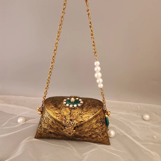 Antique Gold Royale Metal Clutch