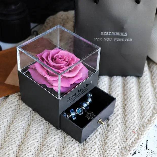 Eternal Flower Rose Jewelry Box for Birthday Presents Valentines Day Wedding Gift Box - Velora
