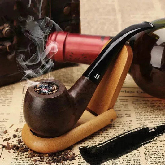 Wooden Pipe flue filter smoking set - ebony pipe - Velora