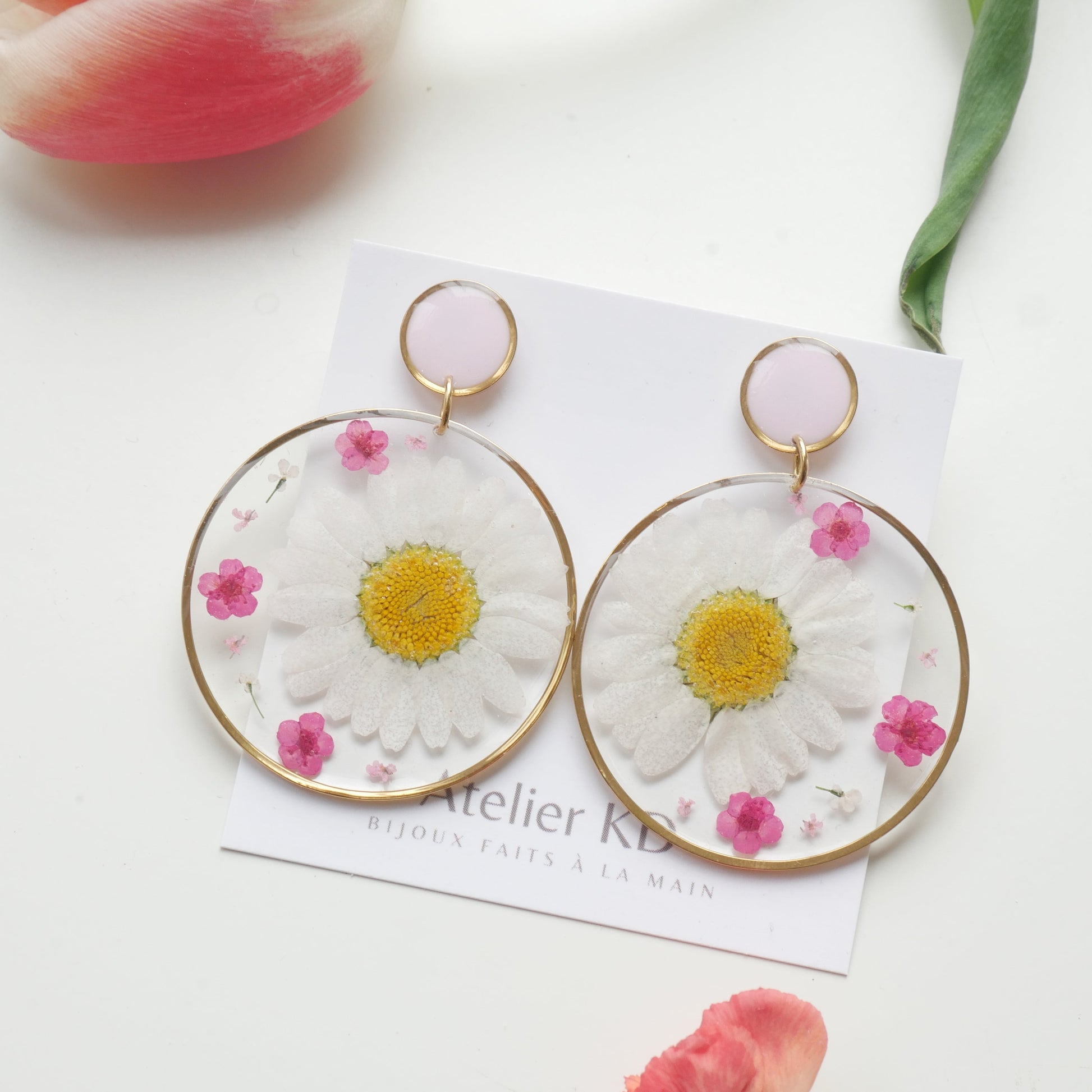 Boucles d'oreilles duo rose - rond (XXL) - Velora
