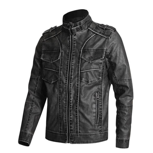 Thick PU Leather Coat Men's Fashion Casual - Velora