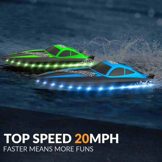 20mph RC Boat with LED Lights for Pools and Lakes - Fast and Fun! - Velora Luxury Fashion