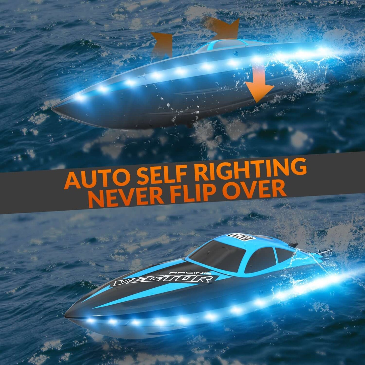 20mph RC Boat with LED Lights for Pools and Lakes - Fast and Fun! - Velora Luxury Fashion