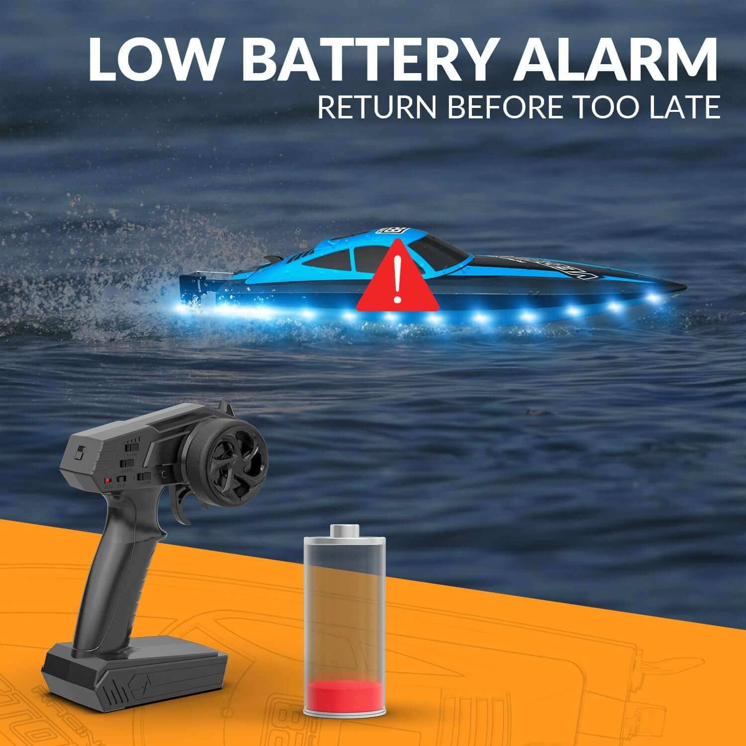 20mph RC Boat with LED Lights for Pools and Lakes - Fast and Fun! - Velora Luxury Fashion