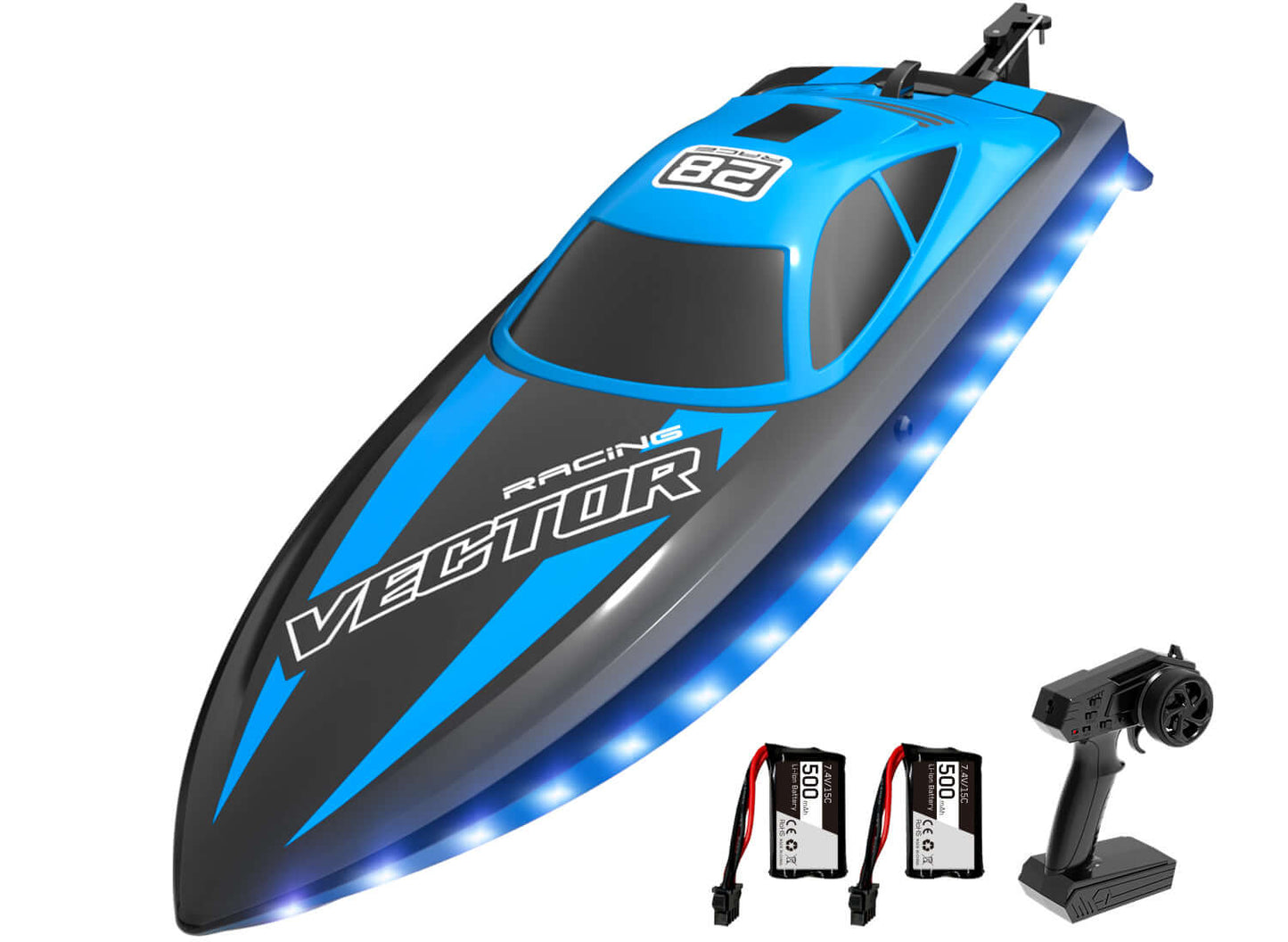 20mph RC Boat with LED Lights for Pools and Lakes - Fast and Fun! - Velora Luxury Fashion