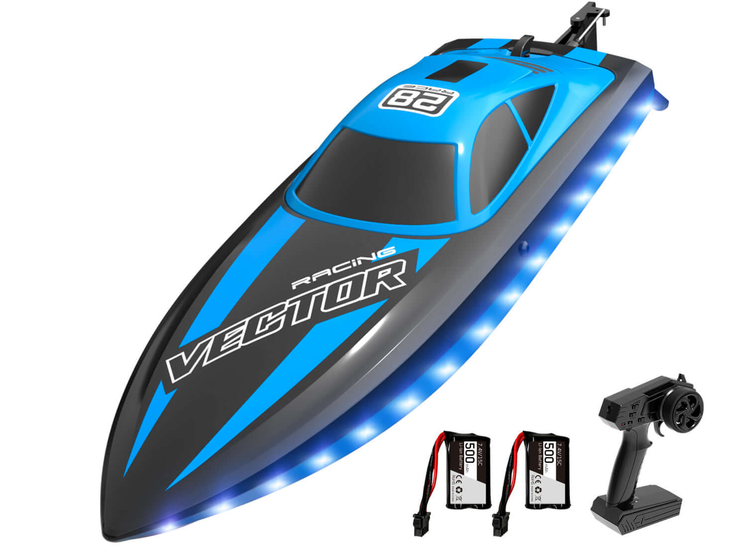 20mph RC Boat with LED Lights for Pools and Lakes - Fast and Fun! - Velora Luxury Fashion