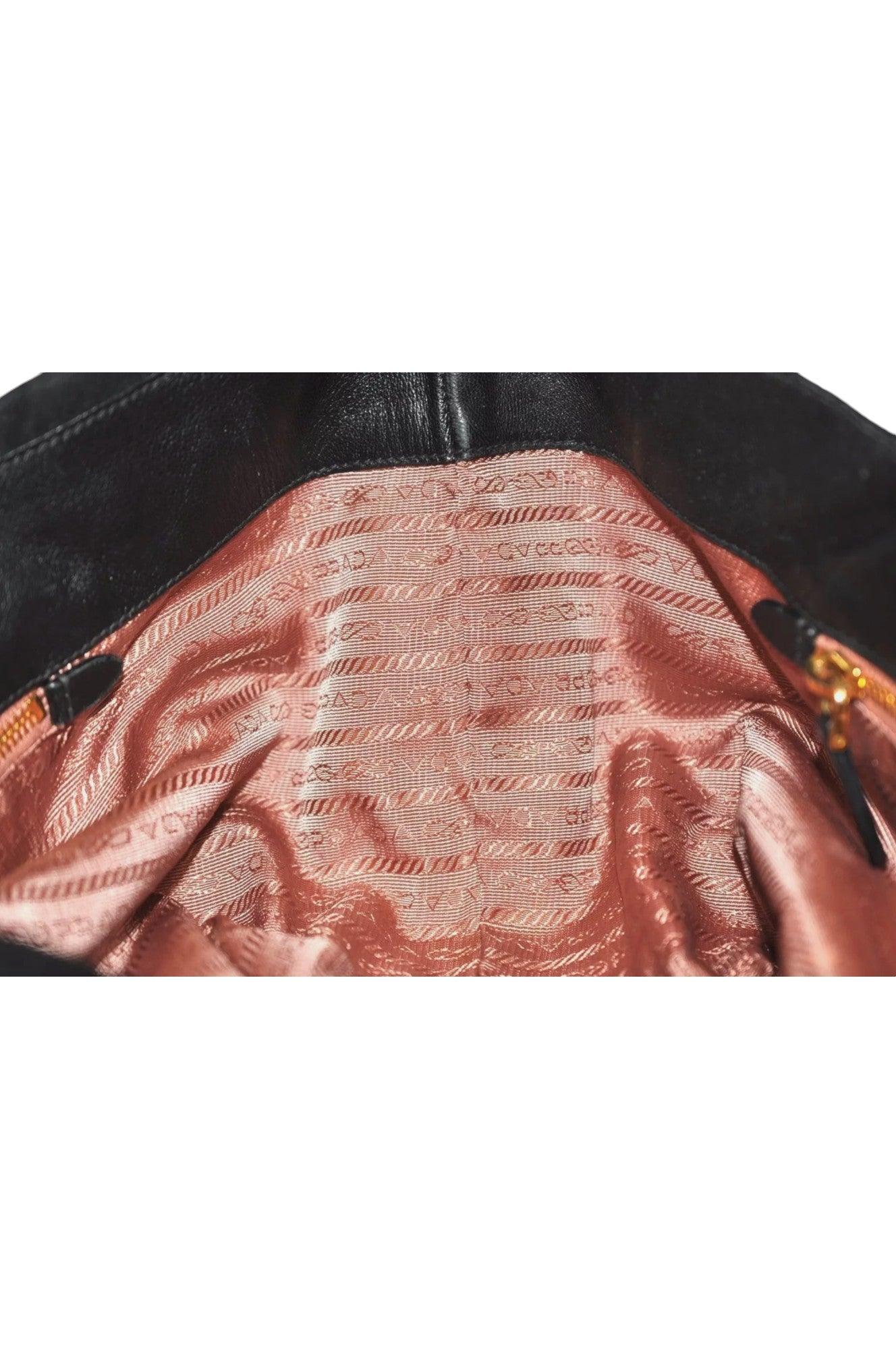 PRADA Tessuto Fiocco Ribbon Nylon Leather Hand Tote Bag Black 7620K - Velora